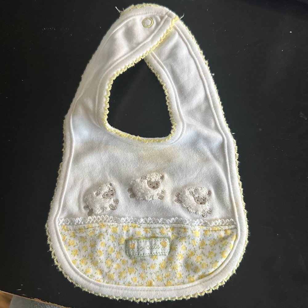 Carter's Easter Esque Baby Bib with Lambs and "So Cute" OS